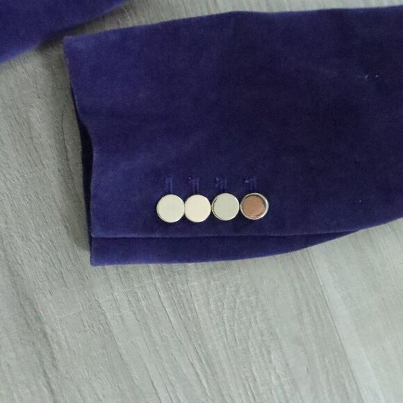 ARITZIA Babaton Blue Velvet Blazer 6 Gold Buttons Double Breast Chic glam retro - Picture 6 of 8